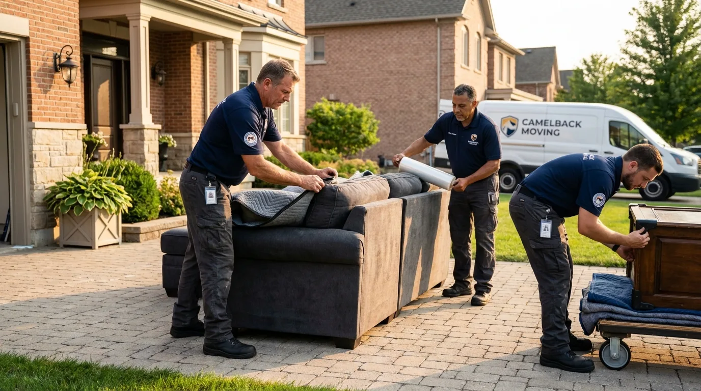 Large estate moving crew wrapping furniture in Kiefer, OK