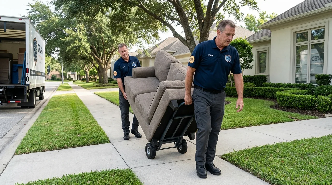 Local residential moving crew loading furniture in Kiefer, OK
